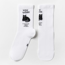 Cat socks, white color, size 27-29 (42-44)