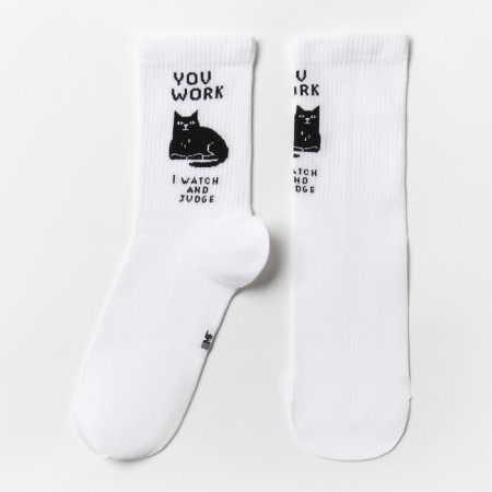 Cat socks, white color, size 27-29 (42-44)