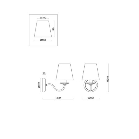 Bra Freya Fr2027WL-01BS OSBORN, 265x150x240 mm, E14, 1x40W, brass color-1