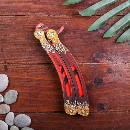 Wooden souvenir "Butterfly knife" Red lines-2
