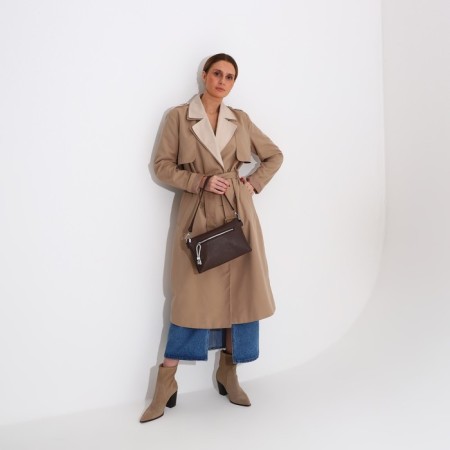 Cross-Bodi Bag on a zipper, brown color-7