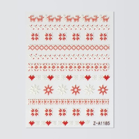 Nail stickers 8*6cm New Year's patterns Z-A1185 red/white volumetric substrate QF-2