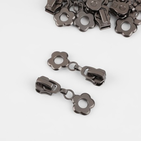 Automatic lock for metal zippers, No. 5, decorative, 10 pcs, black nickel color-1