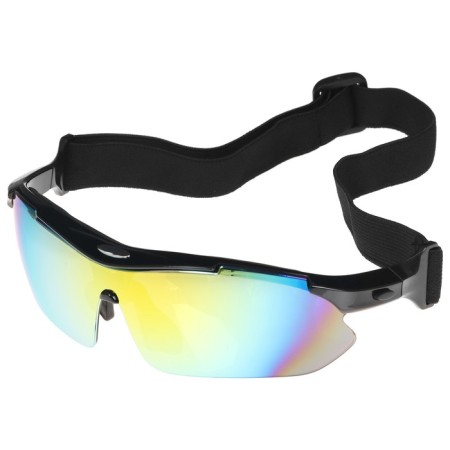 Bicycle glasses with interchangeable lenses in the case, black color-2