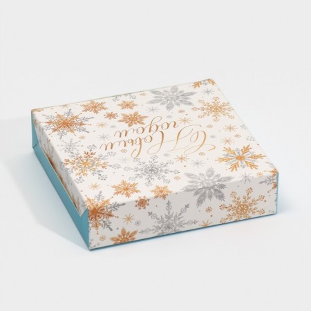 Folding box "Snowflakes", 14 x 14 x 3.5 cm, new year-3