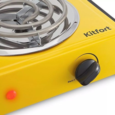 Electric tile KitFort KT-178, 1000 watts, 1 burner, yellow-black-1