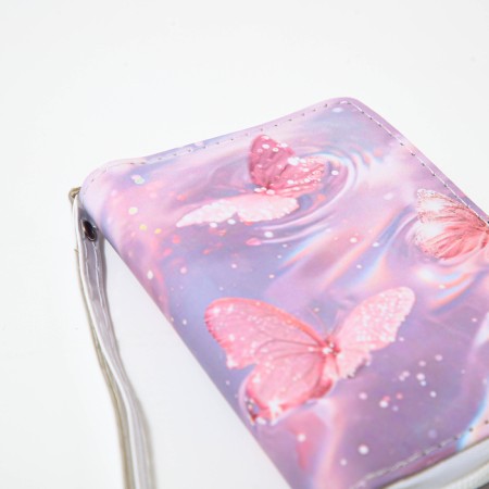 Children's wallet with a zipper, pink color-3