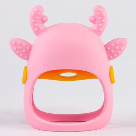 Teether for teeth "deer", silicone, pink color-6