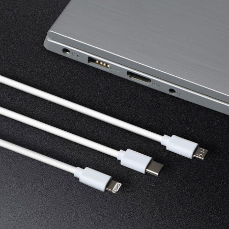 Windigo cable, 3 in 1, MicroUSB/Lightning/Type -C - USB, 2 A, PVC braid, 1 m, white-2