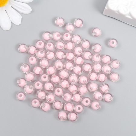Plastic beads "light pink" gloss 20 g d = 0.8 cm-2