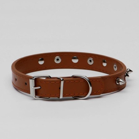 Collar "Lyon" with spikes 45 x 2 cm, Osh 34-40 cm, brown-1