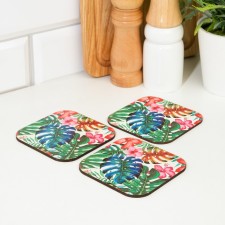 A set of stars for glasses, wooden 3 pcs, multi -colored leaves, 9.5x9.5x0.9 cm