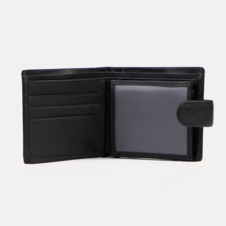 Male purse on a button, for bills, for cards, for coins, black color-2