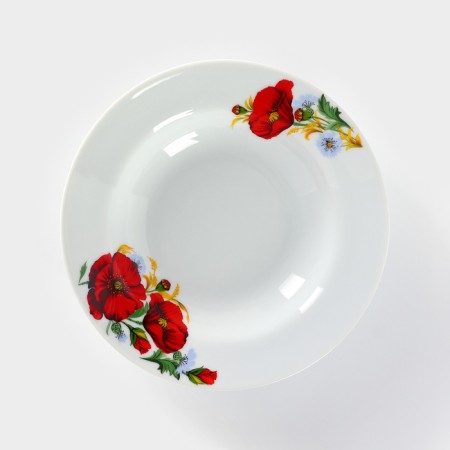 Porcelain Porcelain “Red Poppers”, 230 ml, D = 20 cm, white