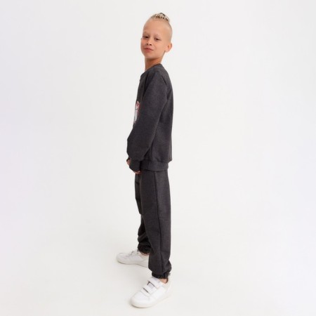 Kit for children (sweatshirt, trousers) minku: casual collection color Anthracite, height 140-1