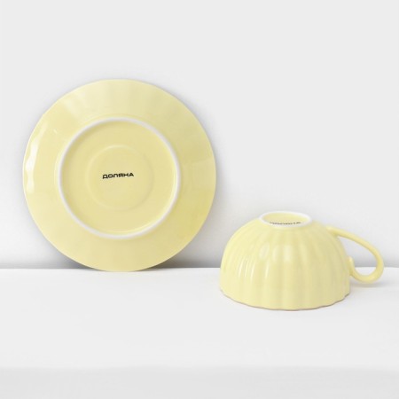 Service Porcelain Tea Daulay "Vivien", 12 objects: 6 cups 200 ml, 6 saucer d = 15 cm, yellow color-5