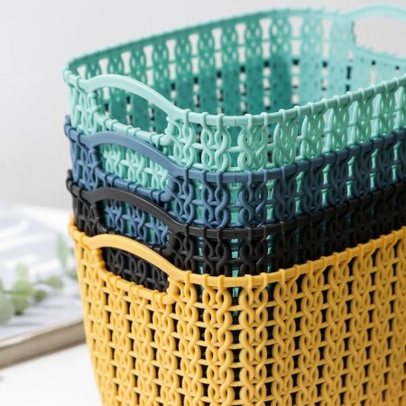 Storage basket with handles "Weaving", plastic, 17 × 12.5 × 10.5 cm, color mix-9