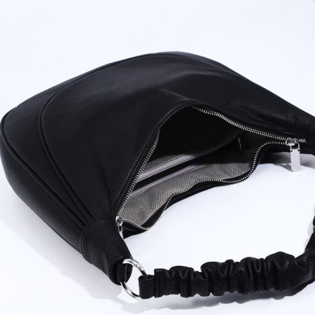 Load bag with zipper, external pocket, long belt, black color-6