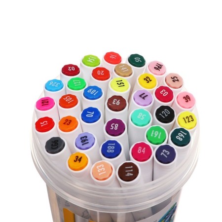 A set of markers, 36 colors, bilateral, bullet and mowed tips-7