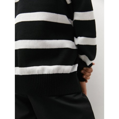 Sweater Knitted Children's Amarobaby Strip, Height 152 cm, Black Color-14