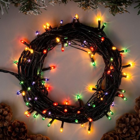 Garland "thread" 7 m, IP20, dark thread, 100 lamps, a glow of multi, 8 modes, 220 V