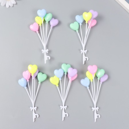 Decor for creativity plastic "Bound of balloons-hearts" 5 pcs 14 cm