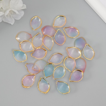 Decor for creativity plastic "Lilac-blue petal with gold" set of 25 pcs 2.3x1.6 cm