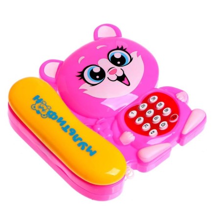 Musical telephone "Kitten", Russian voice acting, works from batteries, pink color-1
