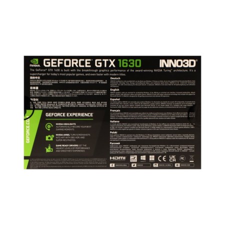 The Inno3d GeForce GTX 1630, 4GB, 64BIT, GDDR6, HDMI, 2XDP, HDCP-3