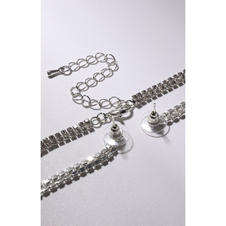 Set 2 objects: earrings, pendant "elegance" rhombus, white color in silver, 34 cm-9