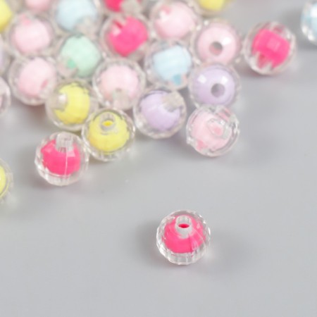 Plastic beads "A ball with faces - the inner color of the assortment" set 20 grams d = 0.8 cm-1