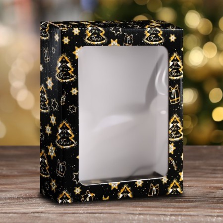 Gift box, lid is, with the window "Festive magic", 18 x 15 x 5 cm