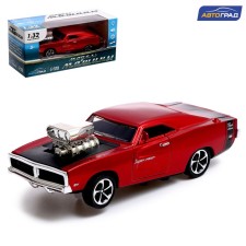 Metal Muscle Car, scale 1:32, light and sound, inertia, red color