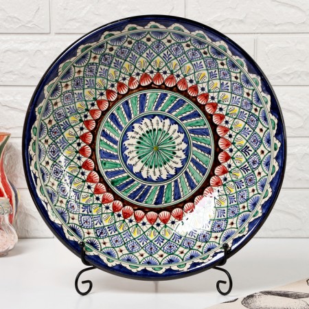 Largan Rishtan ceramics "Patterns", 33 cm, blue, deep-1