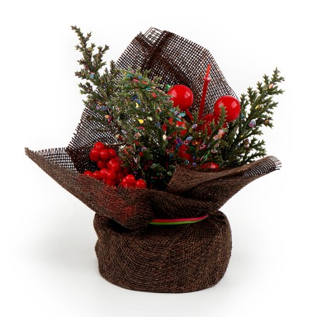 New Year's composition "Frigs with mountain ash and cones" 12 × 12 × 18 cm