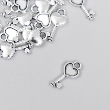 Decor for creativity Metal "Key from the heart" silver 1.6x0.7 cm