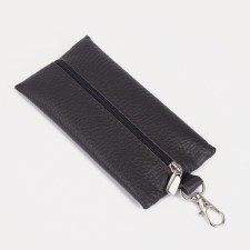 Key of zipper, length 13 cm, metal ring, brown color