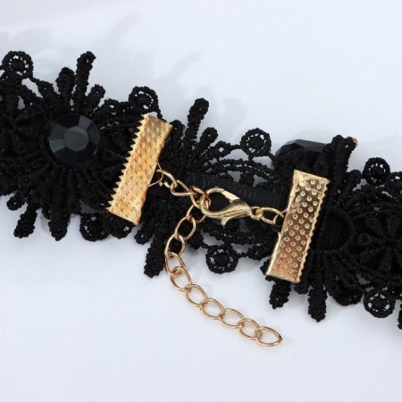 Choker "Alexandria" lace, drop, black color, length 30cm-1