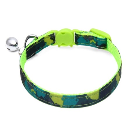 Koshachi collar with a cat-shaped buckle, width 1 cm, dark green-1