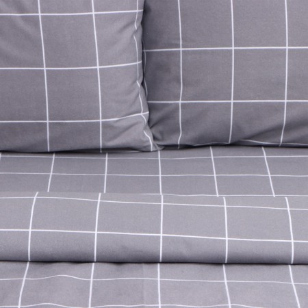 Bed linen Ethel 2SP "Cell" Tsv. Sery, 187x215cm, 208x220 cm, 52x73-2pcs, flannel-3