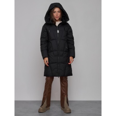Coat insulated winter female, size 50, black color-4