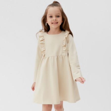 Платье для девочки с рюшей KAFTAN "Basic line", размер 32 (110-116), цвет кремовый-5