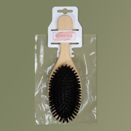 Comb with bristles, 22 × 7 cm, beige color/black-3