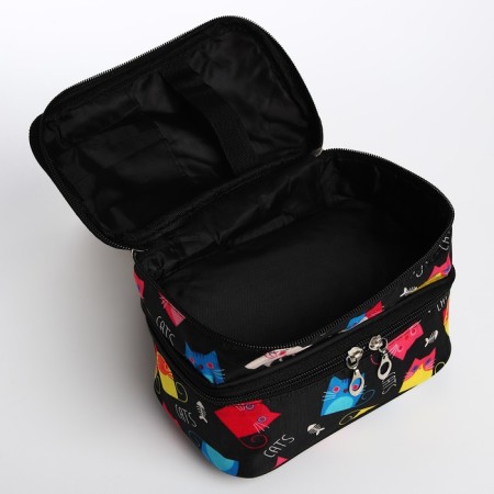 Cosmetic bag, 2 parts on zippers, black color-2