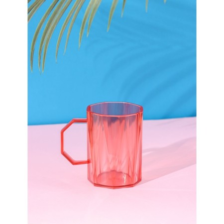 Mug Plastic Dolyana "Stained glass", 350 ml, red color-1