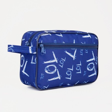 Lightning cosmetic bag, external pocket, blue color