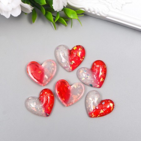 Decor for creativity plastic "Heart-pink-pink heart with gold" 2.4x2.7 cm-1
