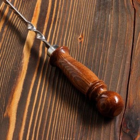 Uzbek poker with a wooden handle, matte 40/1 cm, full length 62 cm, steel 3 mm-2