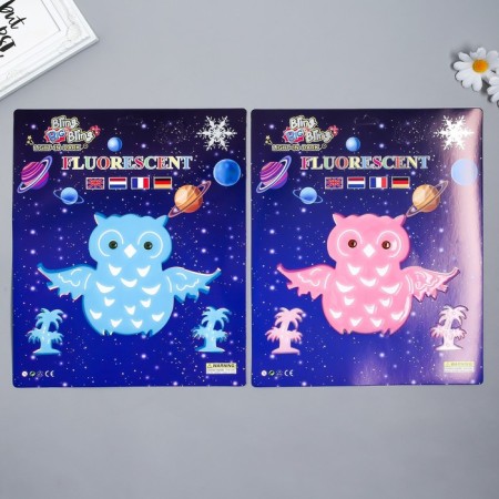 Stick phosphorus "owl" with glue pads set of 3 pcs mix 29.5x25 cm-1