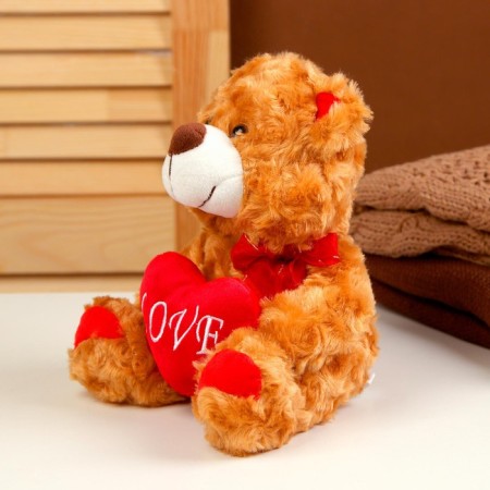 Soft toy "Bear", with heart, 18 cm, brown color-2